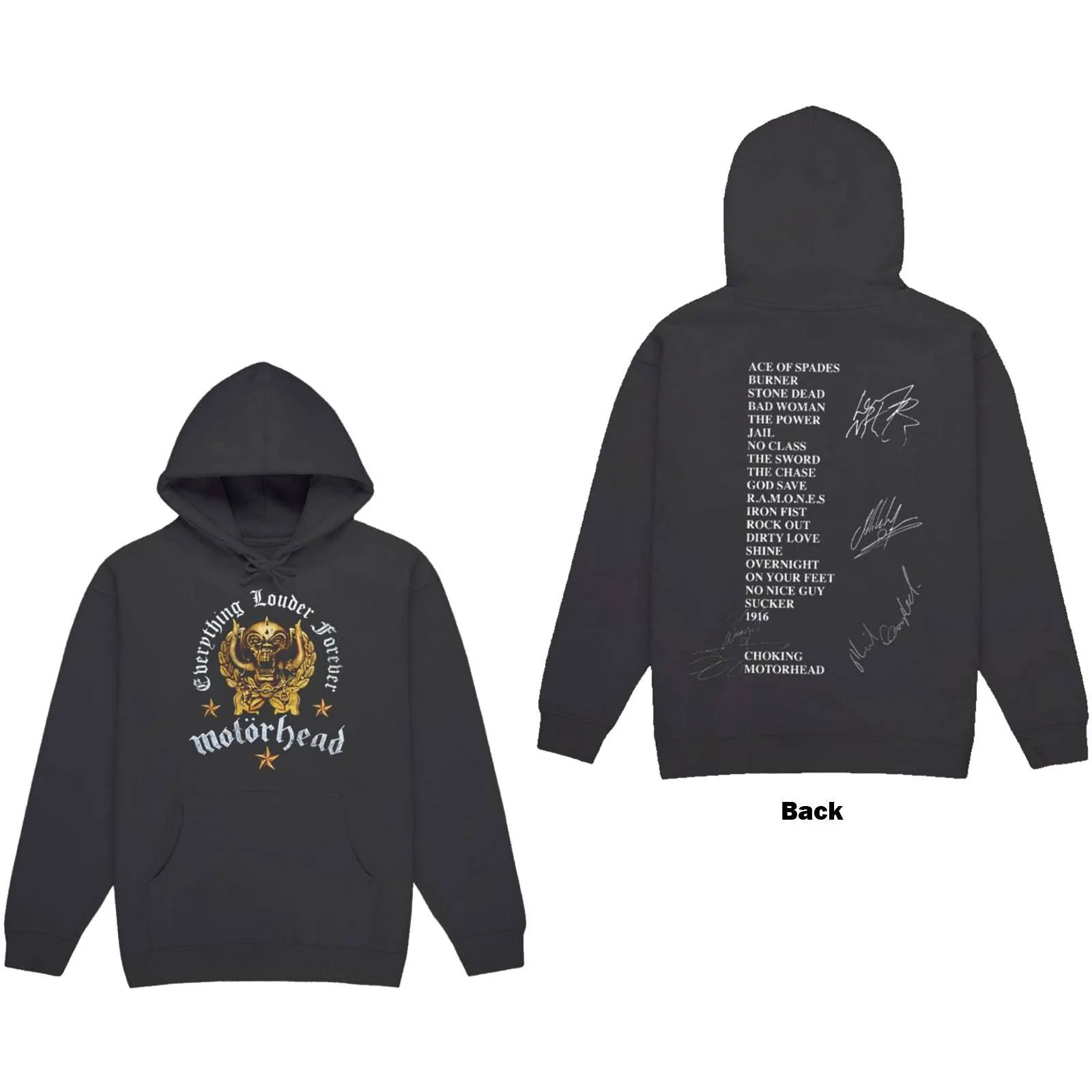 Unisex Pullover Hoodie Everything Louder Forever Back Print